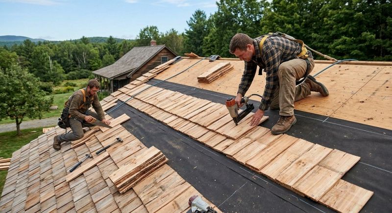 Natural Wood Roof Installation in Milton, VT